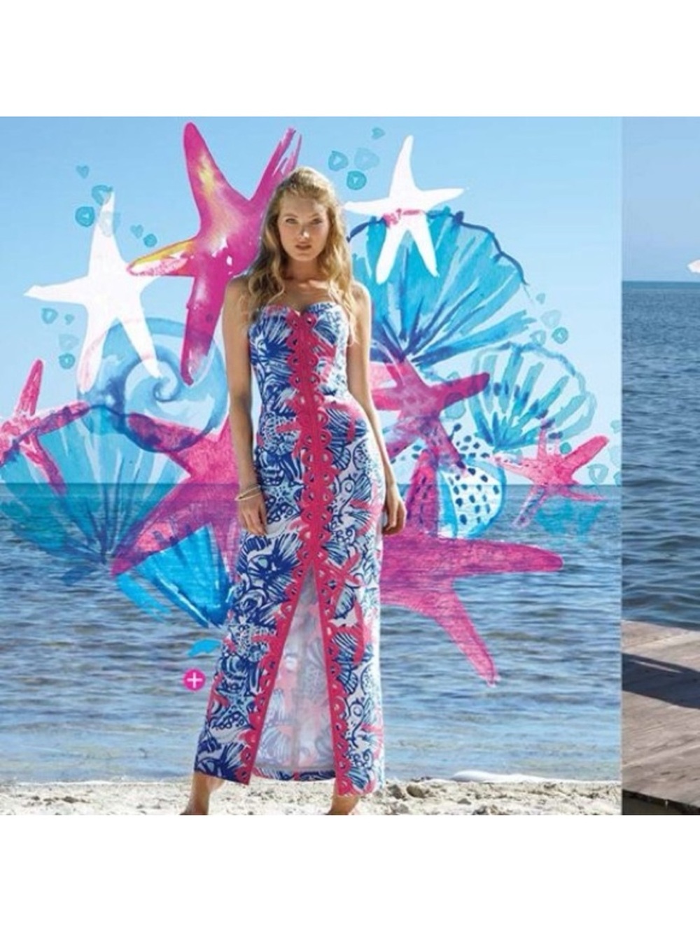 Lilly Pulitzer Angela Maxi Dress She Sea Shells 2 EUC